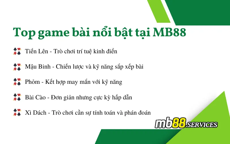 Khám Phá Sảnh Game Bài Và Tựa Game Hấp Dẫn Tại MB88